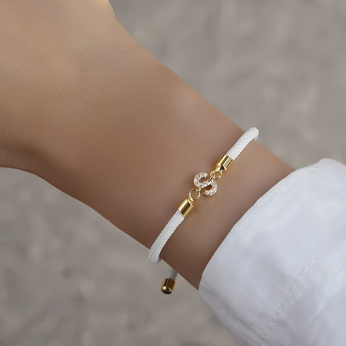 Adjustable Initial Letter Bracelet, A-Z Personalized Cord Bracelet