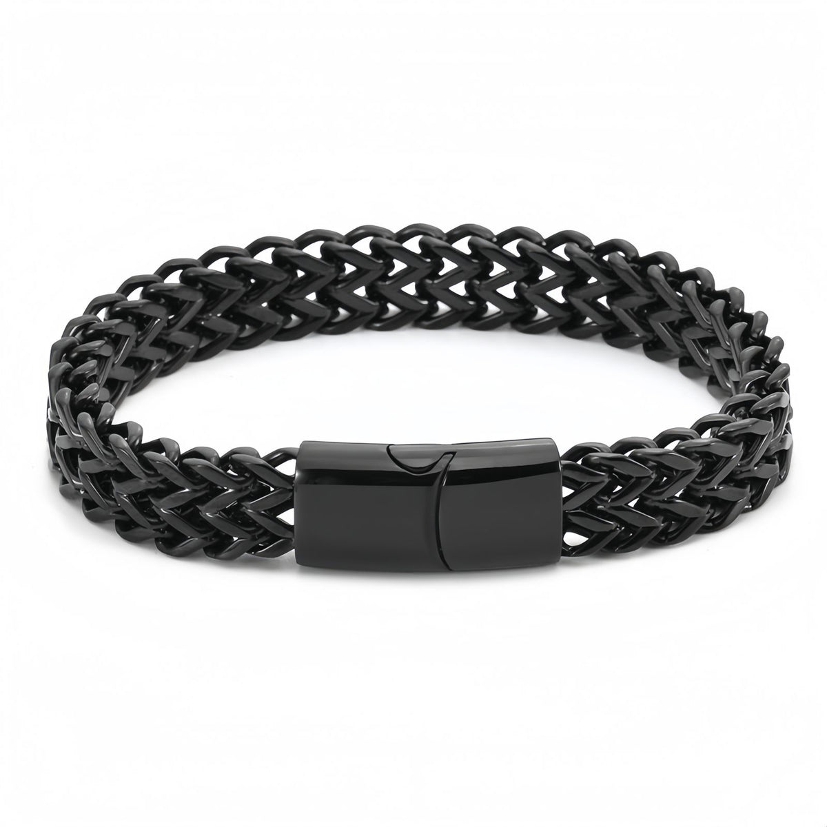 Men's Double-Row Polished Stainless Steel Bracelet