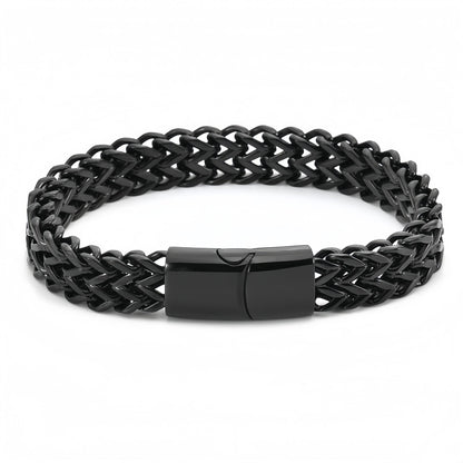 Men's Double-Row Polished Stainless Steel Bracelet