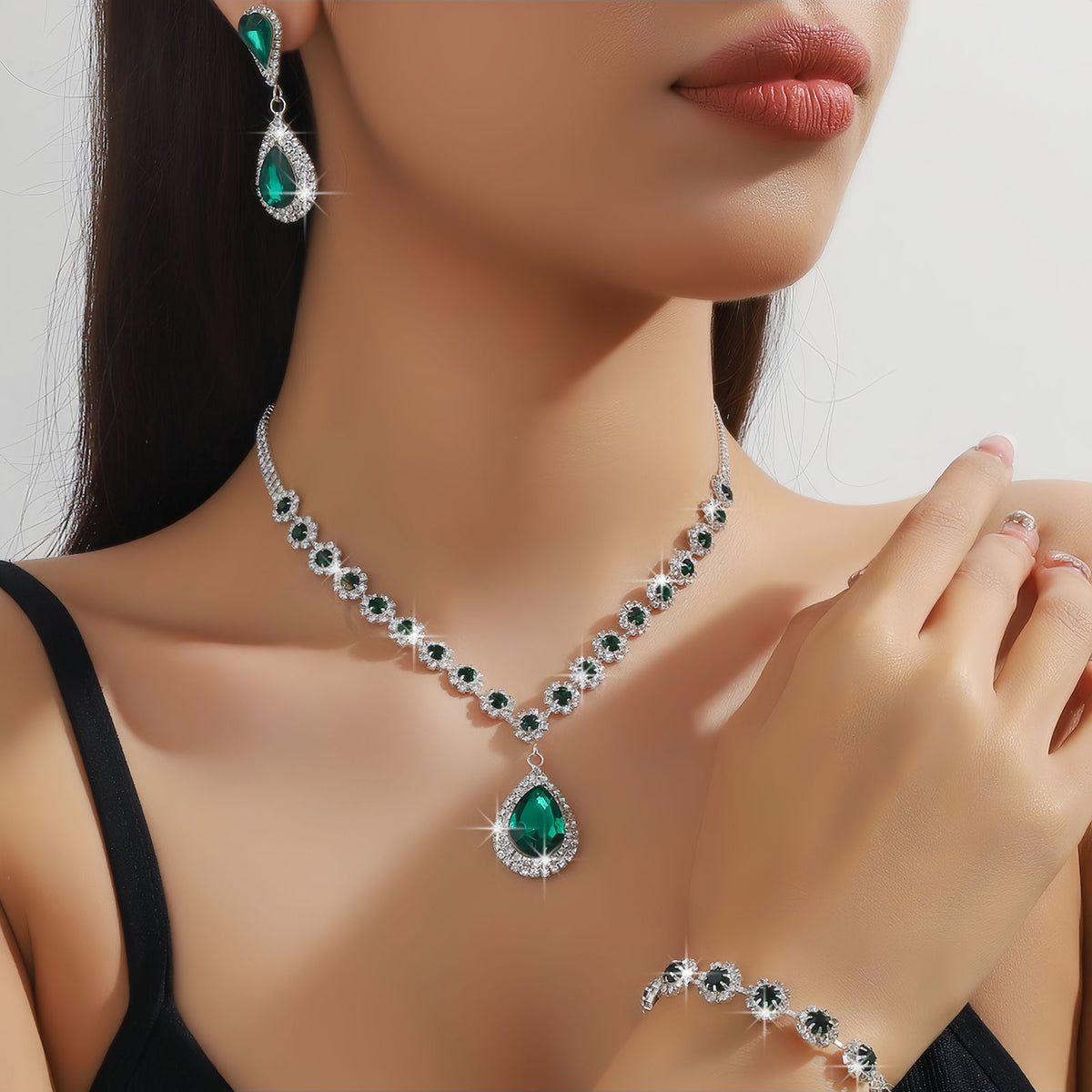 Teardrop Jewelry Set for Women, Necklace Earrings and Bracelet Set, Elegant Formal Jewelry