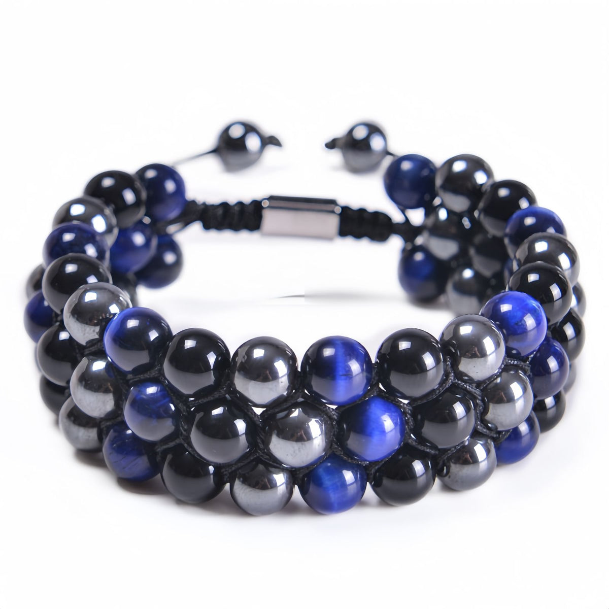 Tri-Layer Tiger Eye Braided Adjustable Bracelet