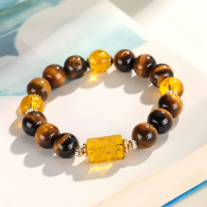 Wealth & Prosperity Tiger Eye & Citrine Beaded Bracelet