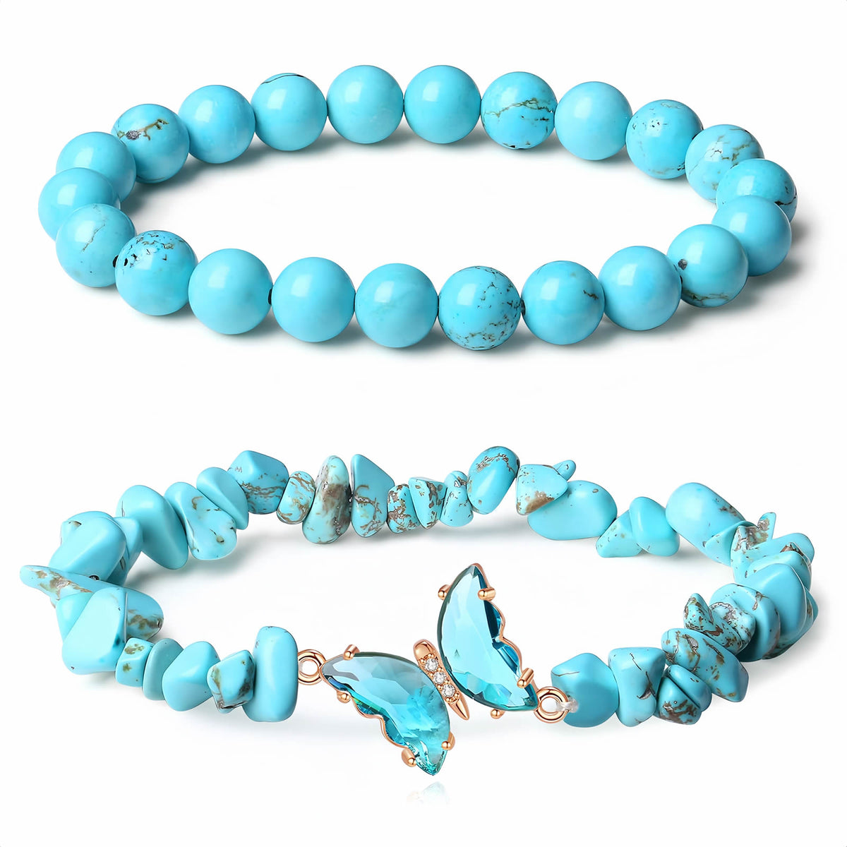 Butterfly Crystal Beaded Bracelet Set