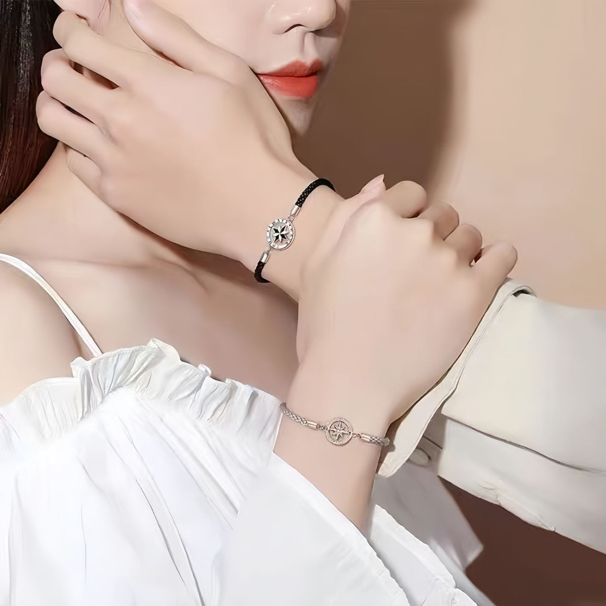 Eight-Point Star Compass Couple Bracelet