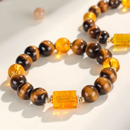 Wealth & Prosperity Tiger Eye & Citrine Beaded Bracelet