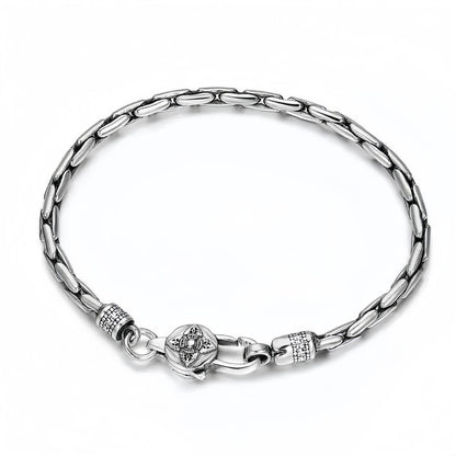 Men's Vajra Bracelet, Vintage Silver Tone Chain Bracelet