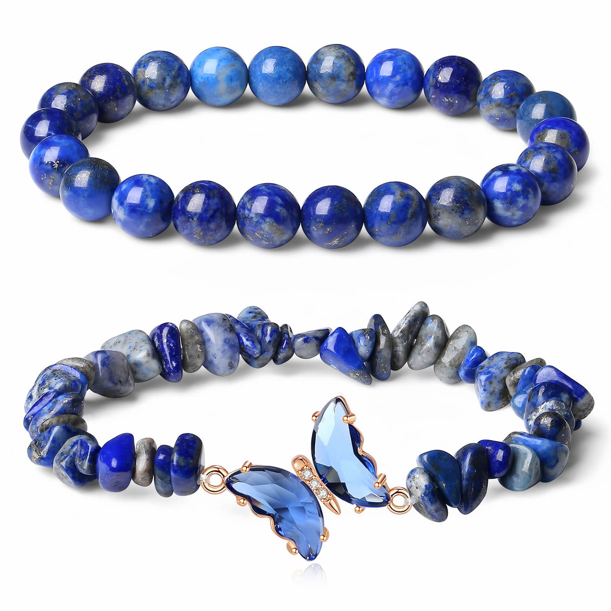 Butterfly Crystal Beaded Bracelet Set