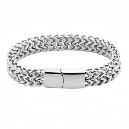 Men's Double-Row Polished Stainless Steel Bracelet