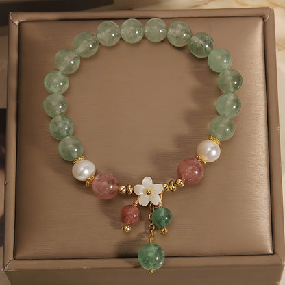 Green Strawberry Quartz Beaded Bracelet
