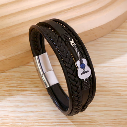 Men's Guitar Leather Bracelet