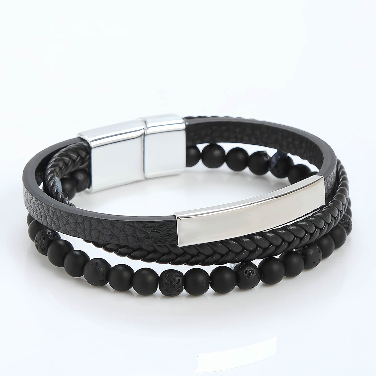 Men's Multi-Layer Braided Leather Beaded Bracelet