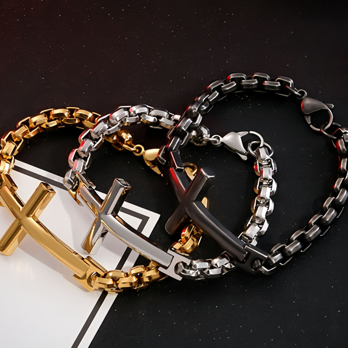 Men’s Stainless Steel Cross Bracelet
