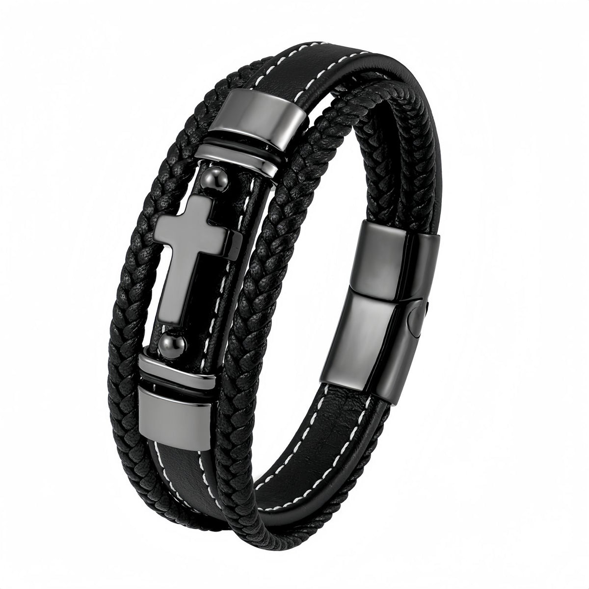 Men’s Cross Bracelet with Black Onyx