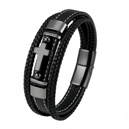 Men’s Cross Bracelet with Black Onyx