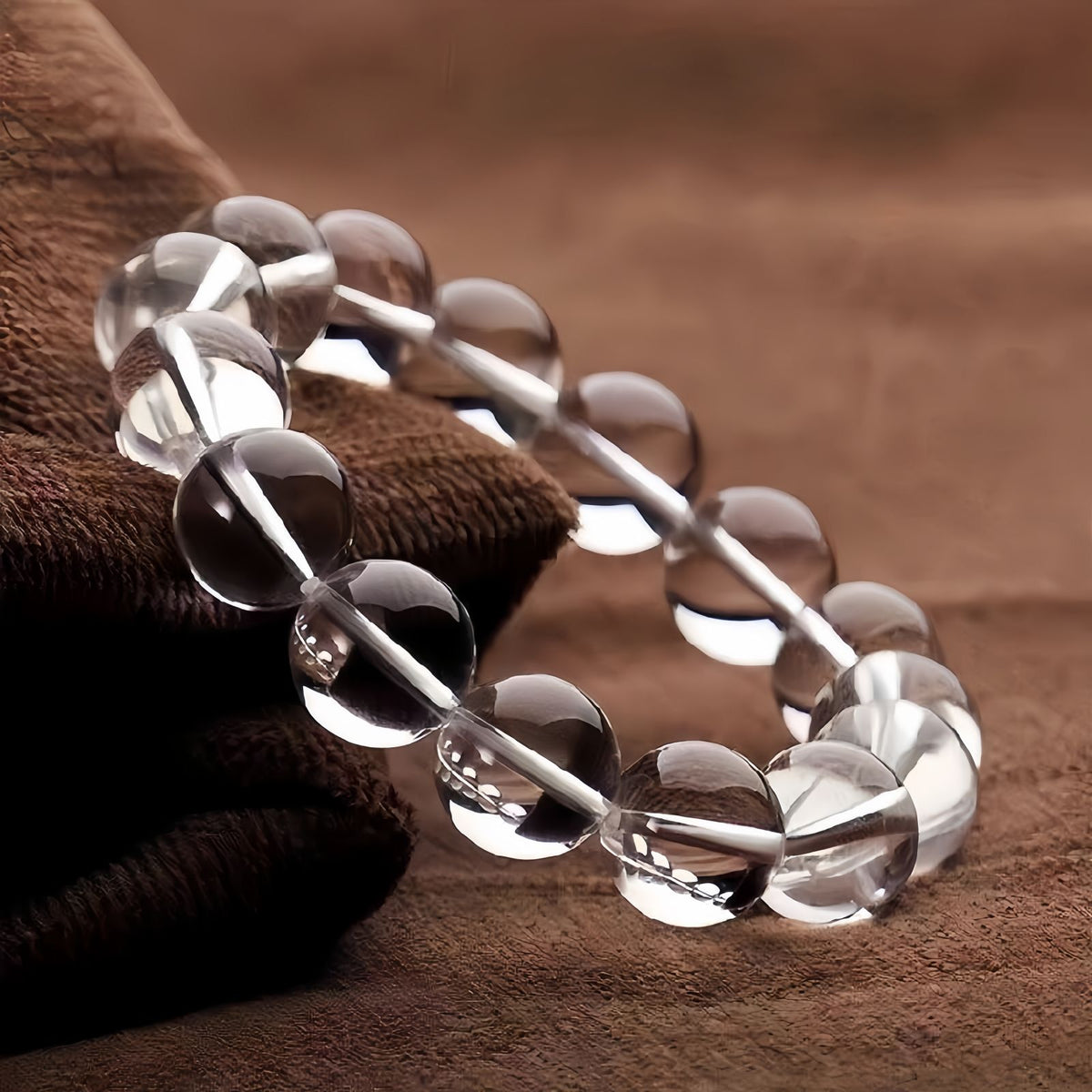 Clear Quartz Round Bead Energy Bracelet