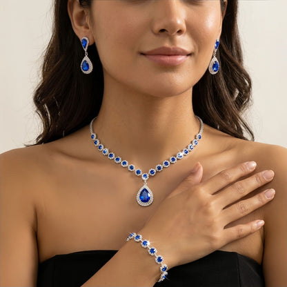 Teardrop Jewelry Set for Women, Necklace Earrings and Bracelet Set, Elegant Formal Jewelry