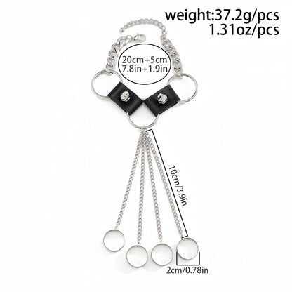 Men's Hand Chain Bracelet with Finger Rings, Gothic Punk Ring Bracelet