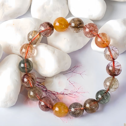 Multi-Color Rutilated Quartz Beaded Bracelet