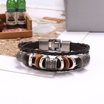 Vintage Tribal Leather Men's Bracelet