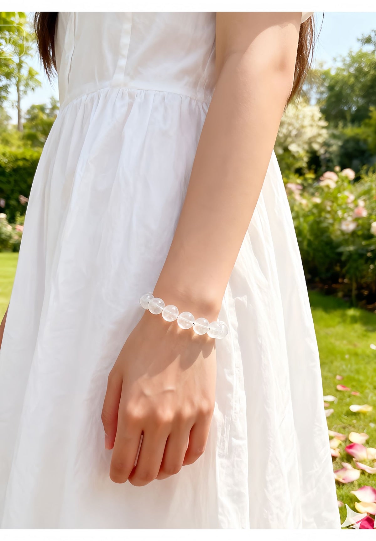 Clear Quartz Round Bead Energy Bracelet