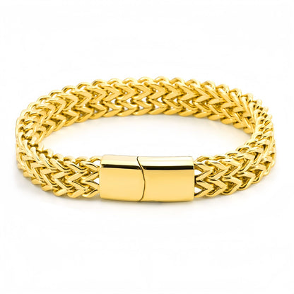 Men's Double-Row Polished Stainless Steel Bracelet