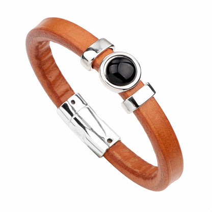 Vintage Turquoise Leather Bracelet for Men
