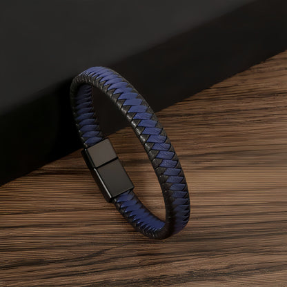 Men's Two-Tone Braided Leather Bracelet