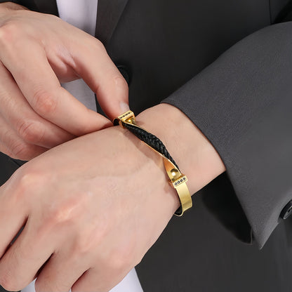 Men's Braided Leather Cuff Bracelet