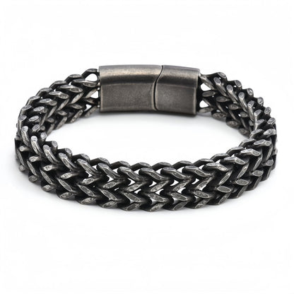 Men's Double-Row Polished Stainless Steel Bracelet