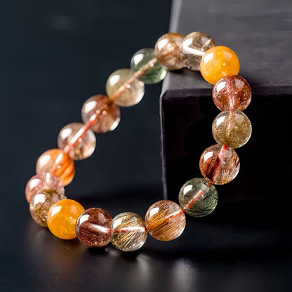 Multi-Color Rutilated Quartz Beaded Bracelet
