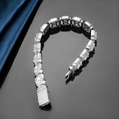 Wide Iced Tennis Bracelet