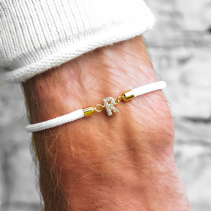 Adjustable Initial Letter Bracelet, A-Z Personalized Cord Bracelet