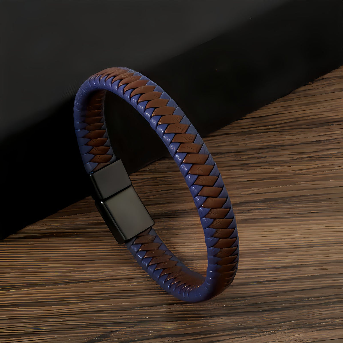 Men's Two-Tone Braided Leather Bracelet