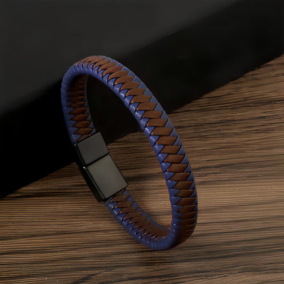 Men's Two-Tone Braided Leather Bracelet