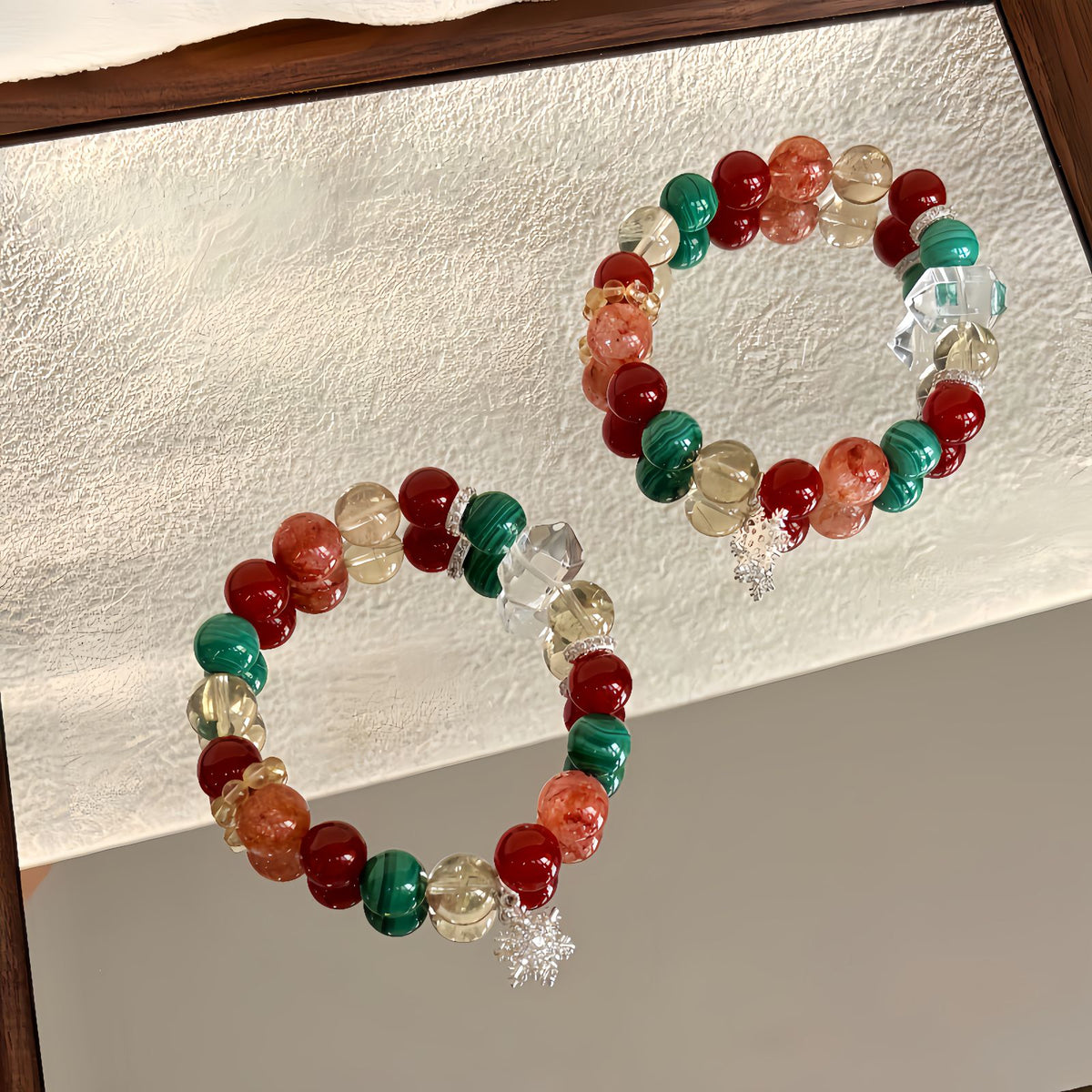 Festive Christmas Energy Bracelet with Malachite & Red Agate