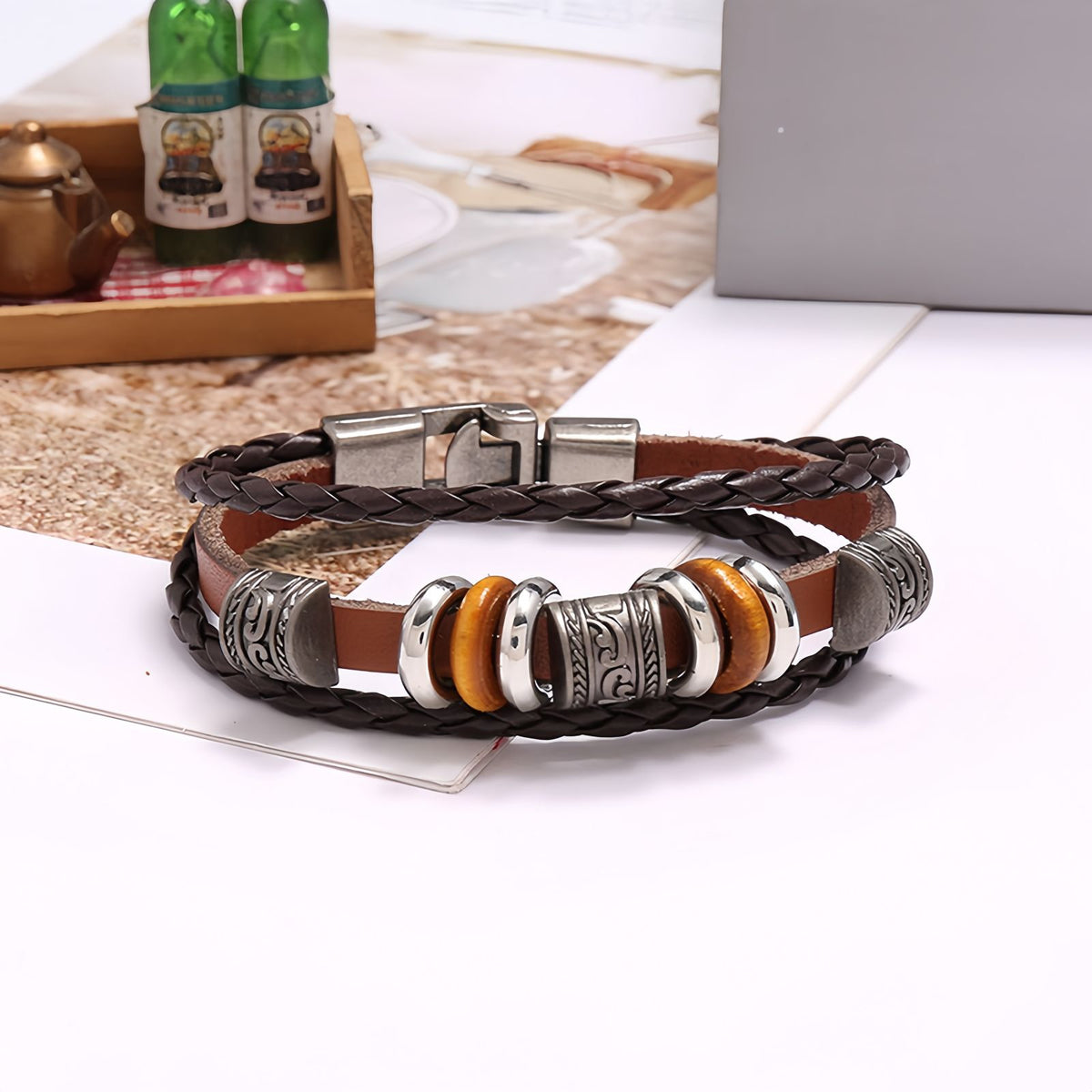 Vintage Tribal Leather Men's Bracelet