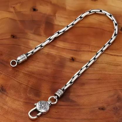 Men's Vajra Bracelet, Vintage Silver Tone Chain Bracelet