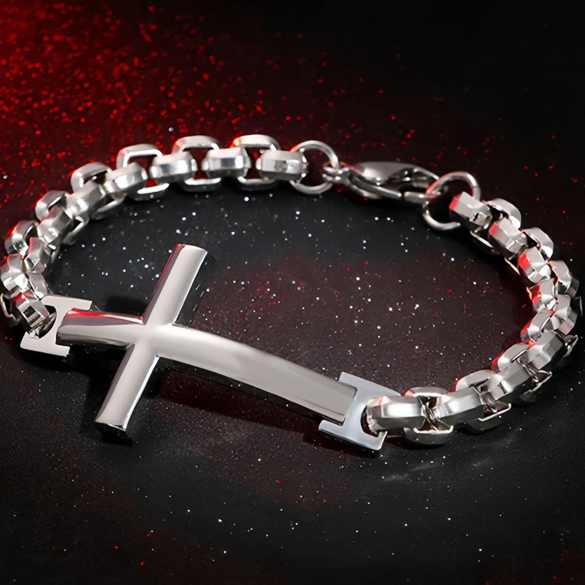 Men’s Stainless Steel Cross Bracelet
