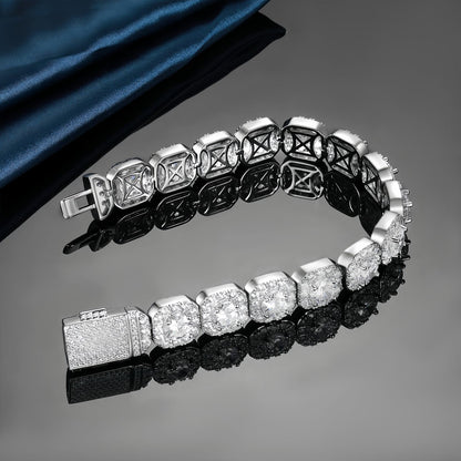Wide Iced Tennis Bracelet