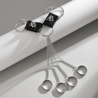 Men's Hand Chain Bracelet with Finger Rings, Gothic Punk Ring Bracelet