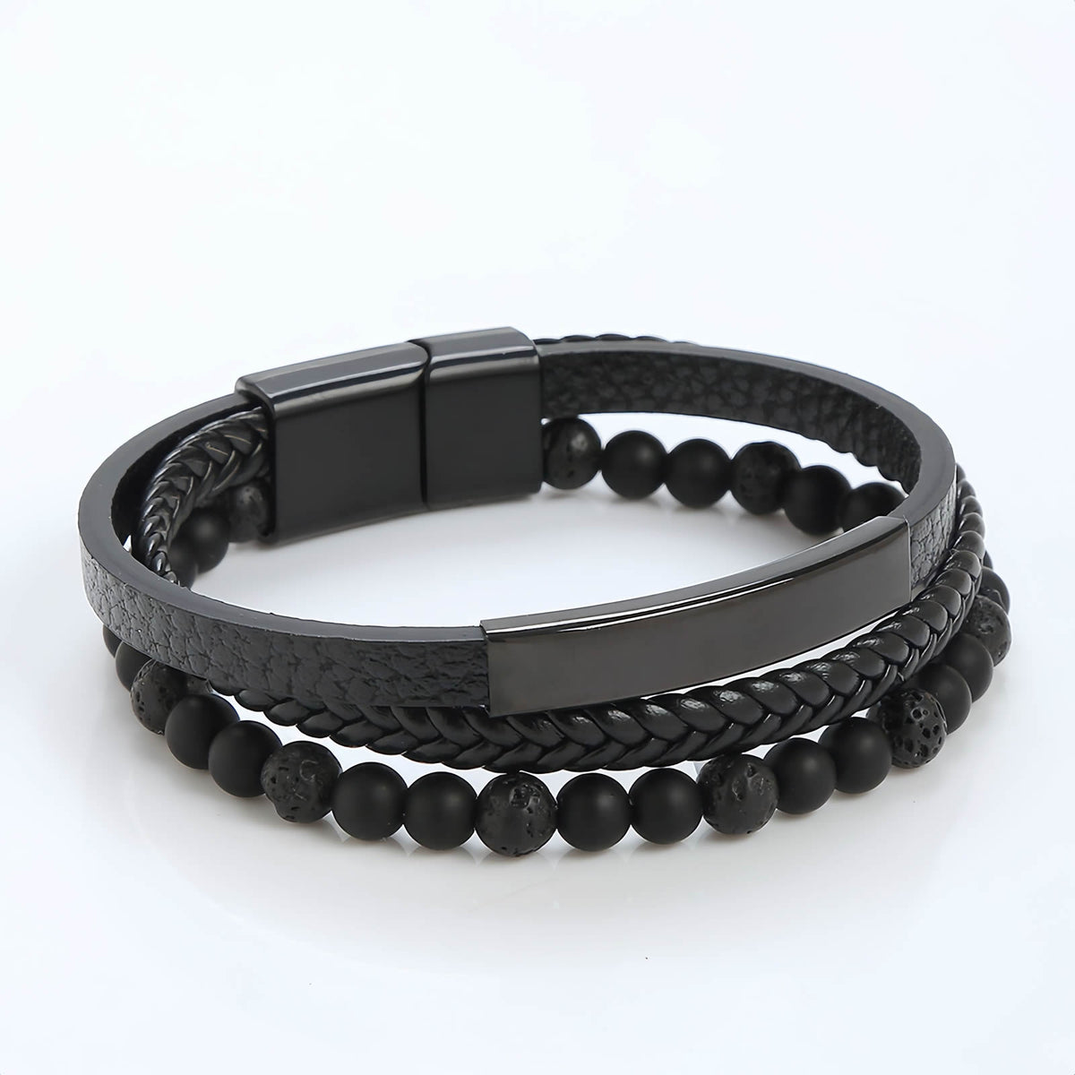 Men's Multi-Layer Braided Leather Beaded Bracelet