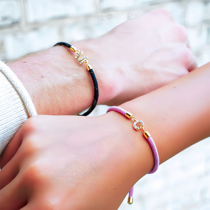 Adjustable Initial Letter Bracelet, A-Z Personalized Cord Bracelet