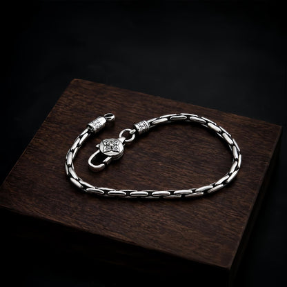 Men's Vajra Bracelet, Vintage Silver Tone Chain Bracelet