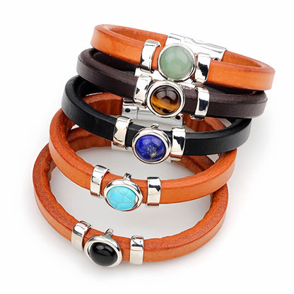 Vintage Turquoise Leather Bracelet for Men