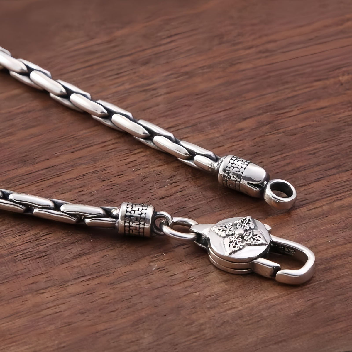 Men's Vajra Bracelet, Vintage Silver Tone Chain Bracelet
