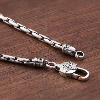 Men's Vajra Bracelet, Vintage Silver Tone Chain Bracelet
