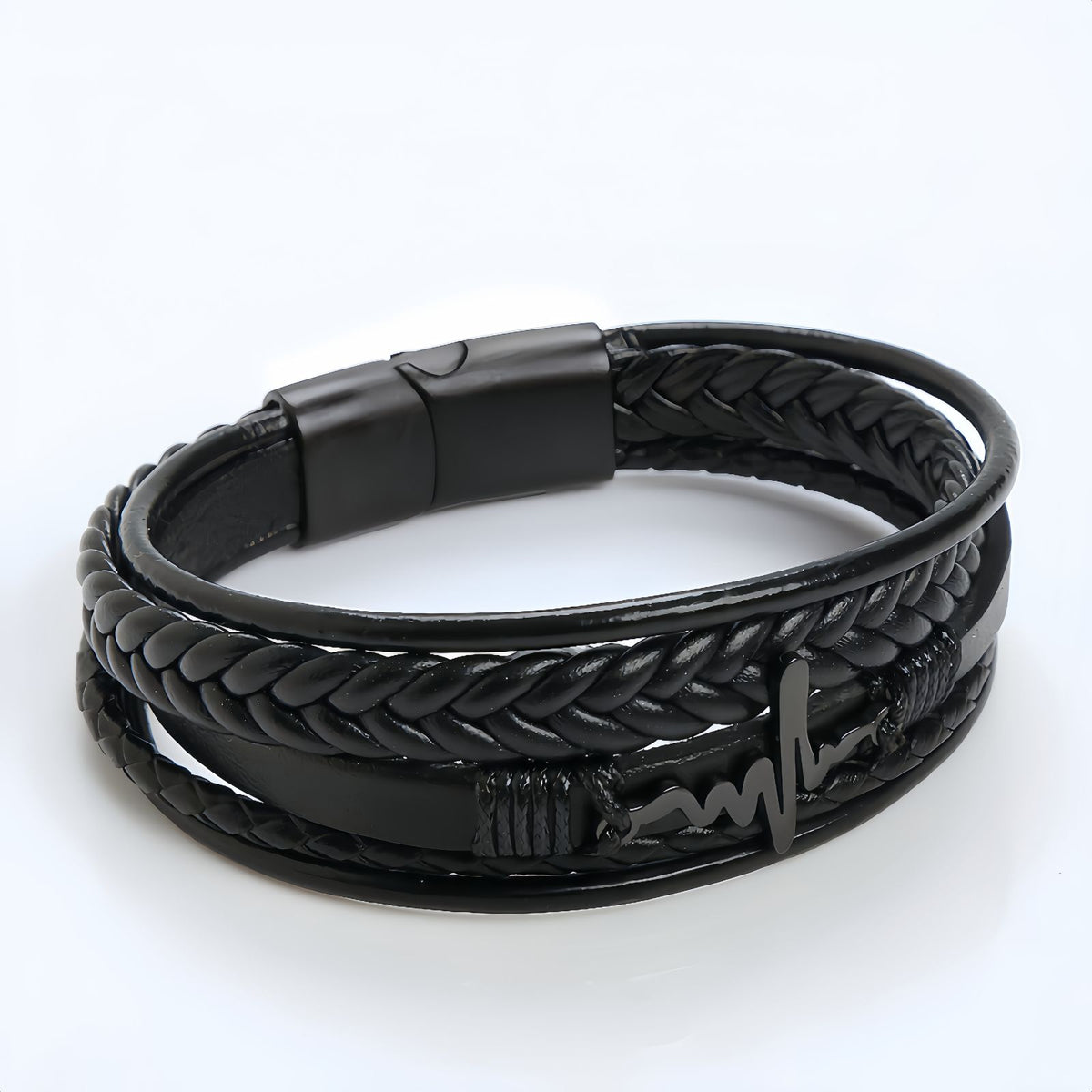 Men's Heartbeat Leather Bracelet