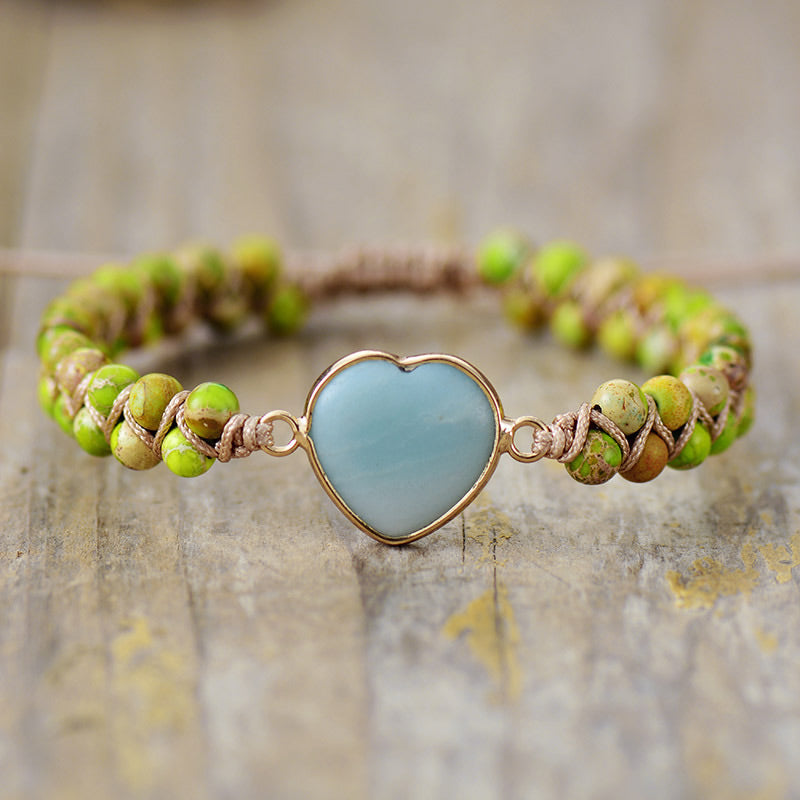 Heart Jasper Braided Bracelet
