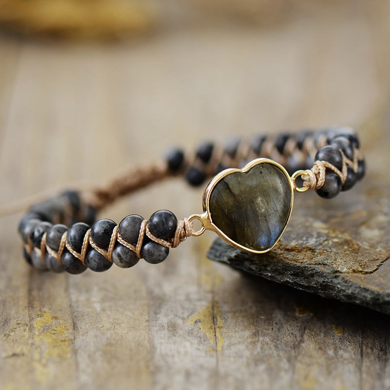 Heart Jasper Braided Bracelet