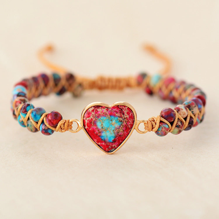 Heart Jasper Braided Bracelet